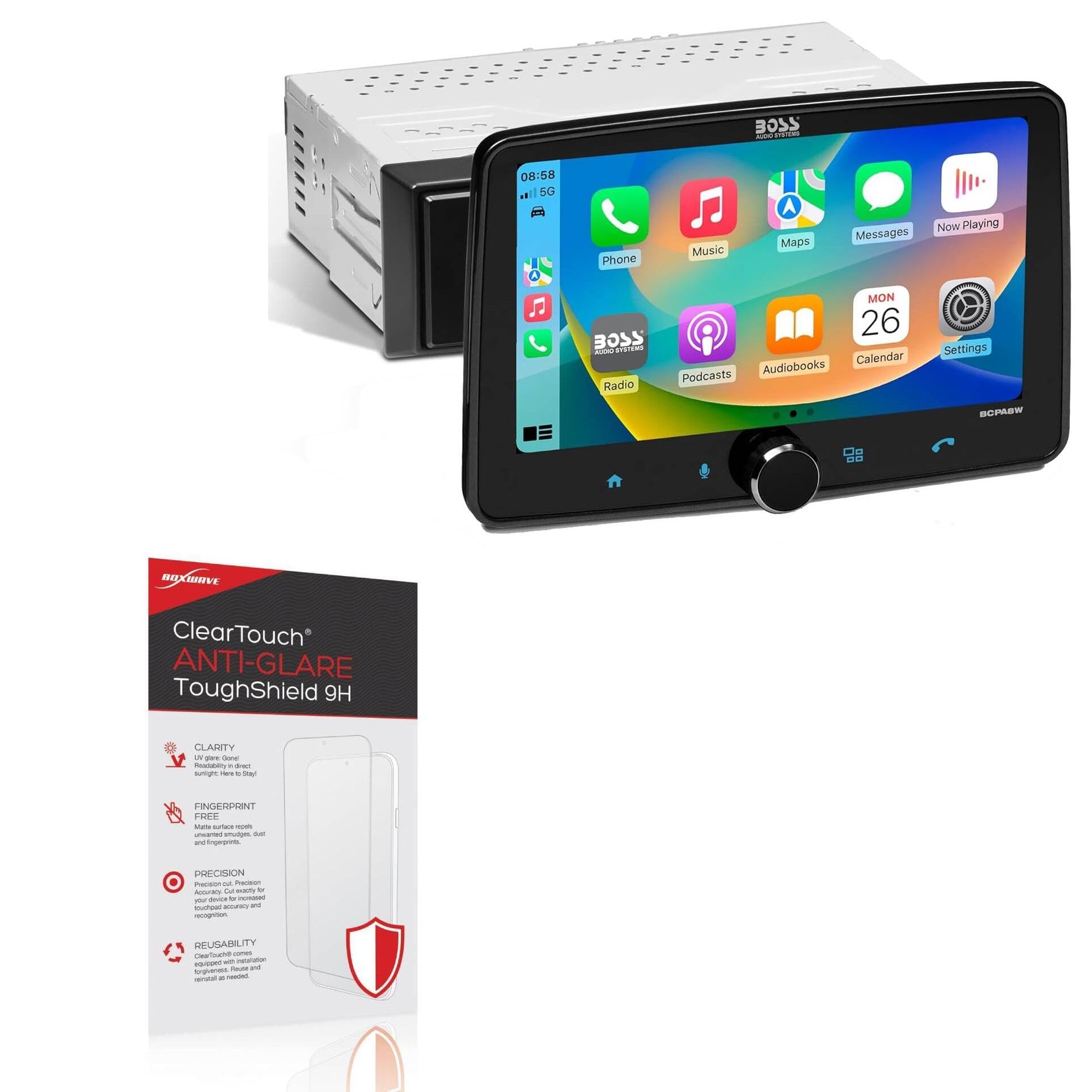 BoxWave Screen Protector Compatible with BOSS Audio BCPA8W - ClearTouch Anti-Glare ToughShield 9H (2-Pack), Anti-Glare 9H Tough Flexible Film Screen Protector