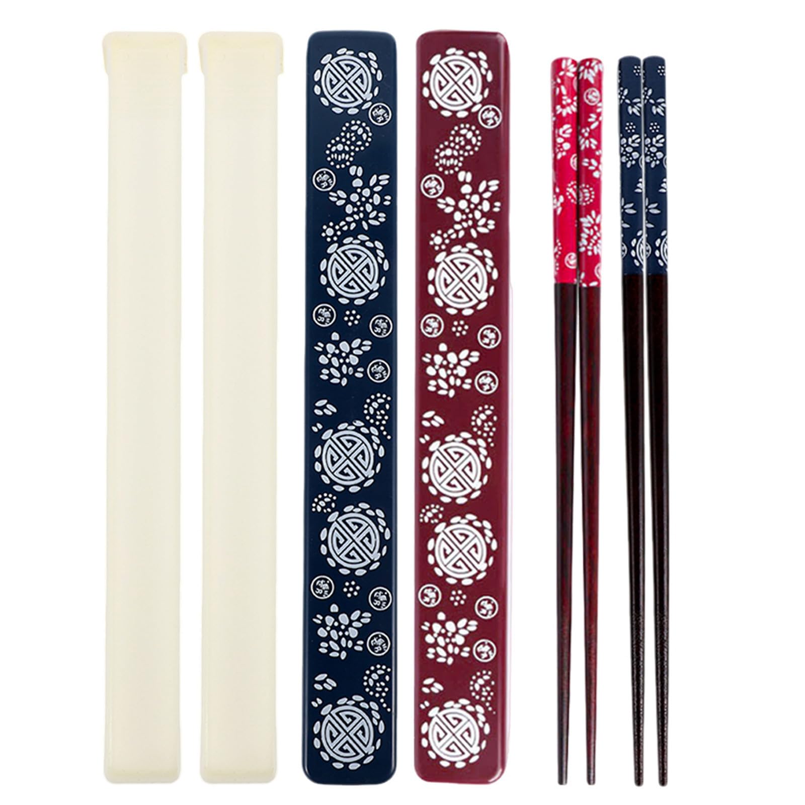 Set di 2 Paia di Bacchette Superficie Liscia in Legno e Abs con Scatola Pieghevole Portatile per Uso Quotidiano e Viaggio