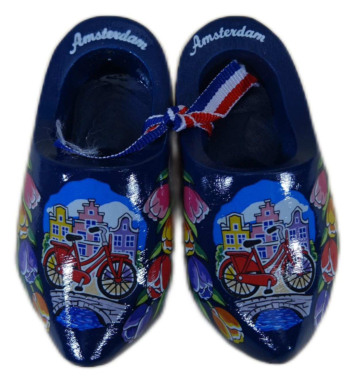 Generisch 2er Set Deko Holland Clogs Amsterdam 10 x 5 x 5 cm Fahrrad Grachten Holz Klumpen Figur Deko Halle GMTX 12252