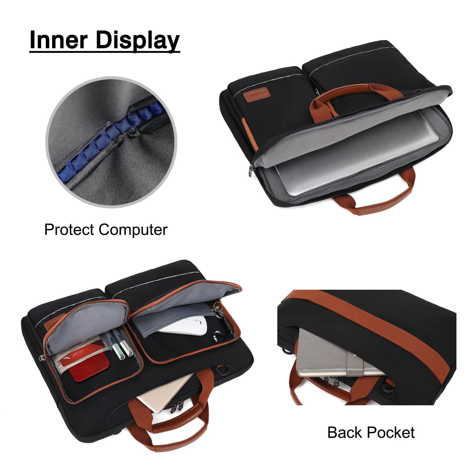 FANDARE Bandoleras y Bolsas Mensajero para portátiles y netbooks Maletín Portatil 15.6 Pulgadas Bolsa de Hombro Portadocumentos Bolsas para Colegio Viajar Trabajo Negocio Messenger Bag Gris