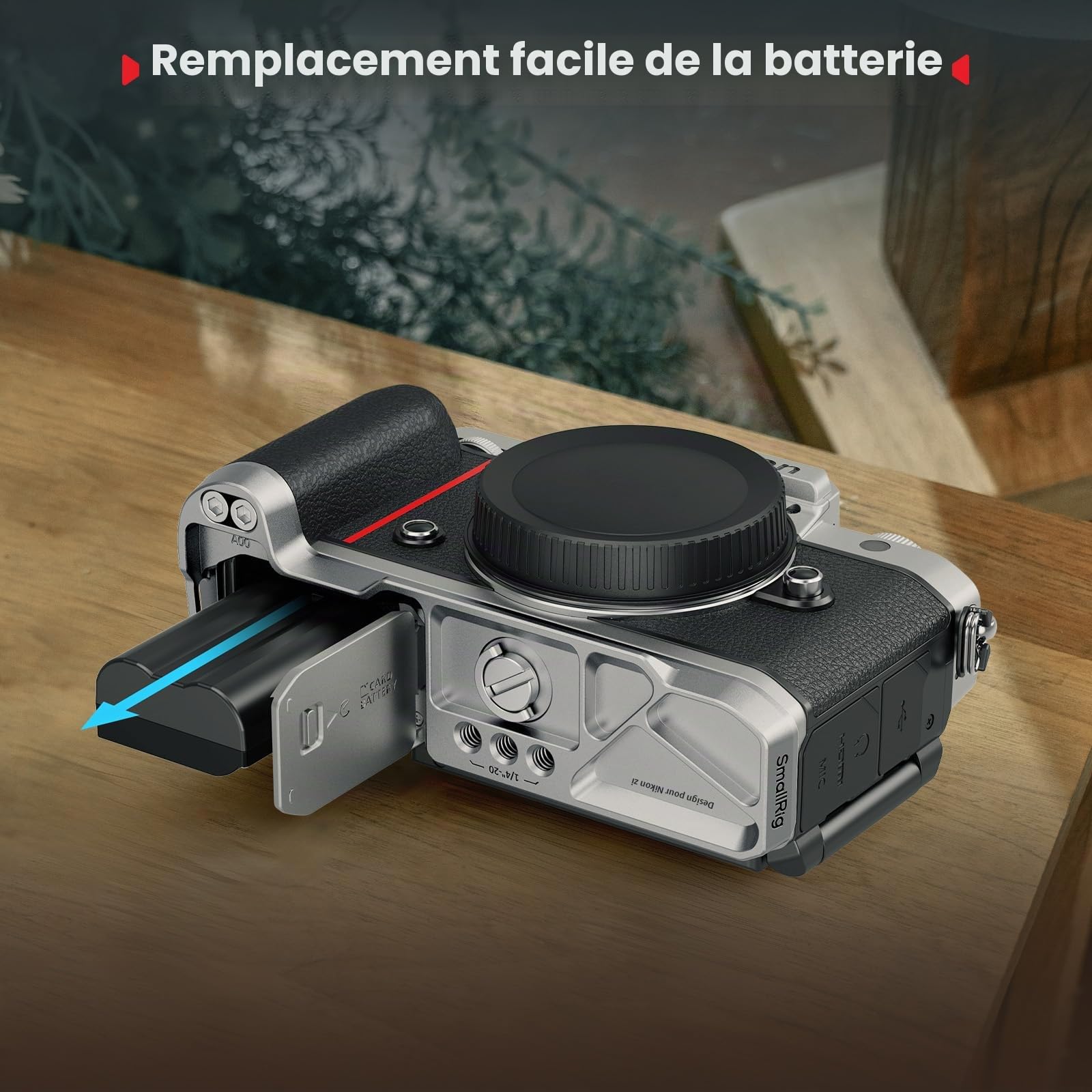 SMALLRIG Poignée en Silicone en Forme de L pour Nikon Z f, avec Plaque de dégagement Rapide intégrée pour Arca et Trou pour dragonne, poignée Ergonomique en Silicone pour trépieds- 5706