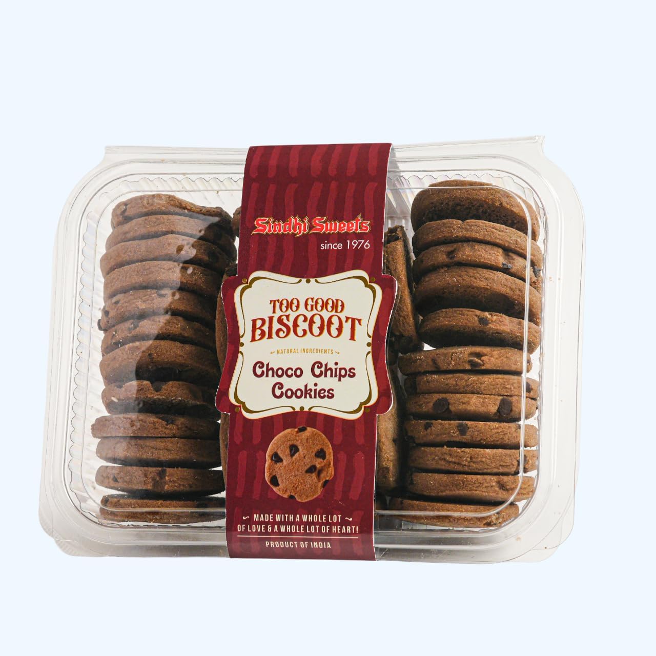 Sindhi Sweets Choco Chips Cookies | Butter and Chocolate Chip Biscuits | Crunchy and Soft Baked Treat | Milk and Cocoa Blend | Ready to Eat Sweet Snack for Tea Time