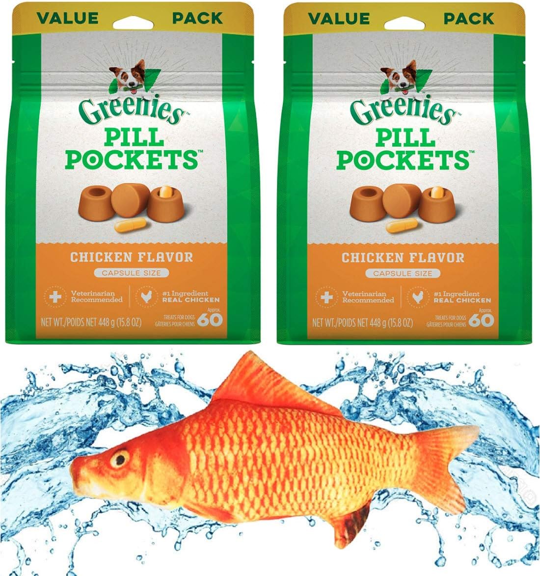 XGATML Kitti Greenies Dog Pill Pockets Multi Pack/Variety Pack Bundles Including 11.5" Plush Double Squeaker Dog Toy. 4 Flavors. 15.8oz…