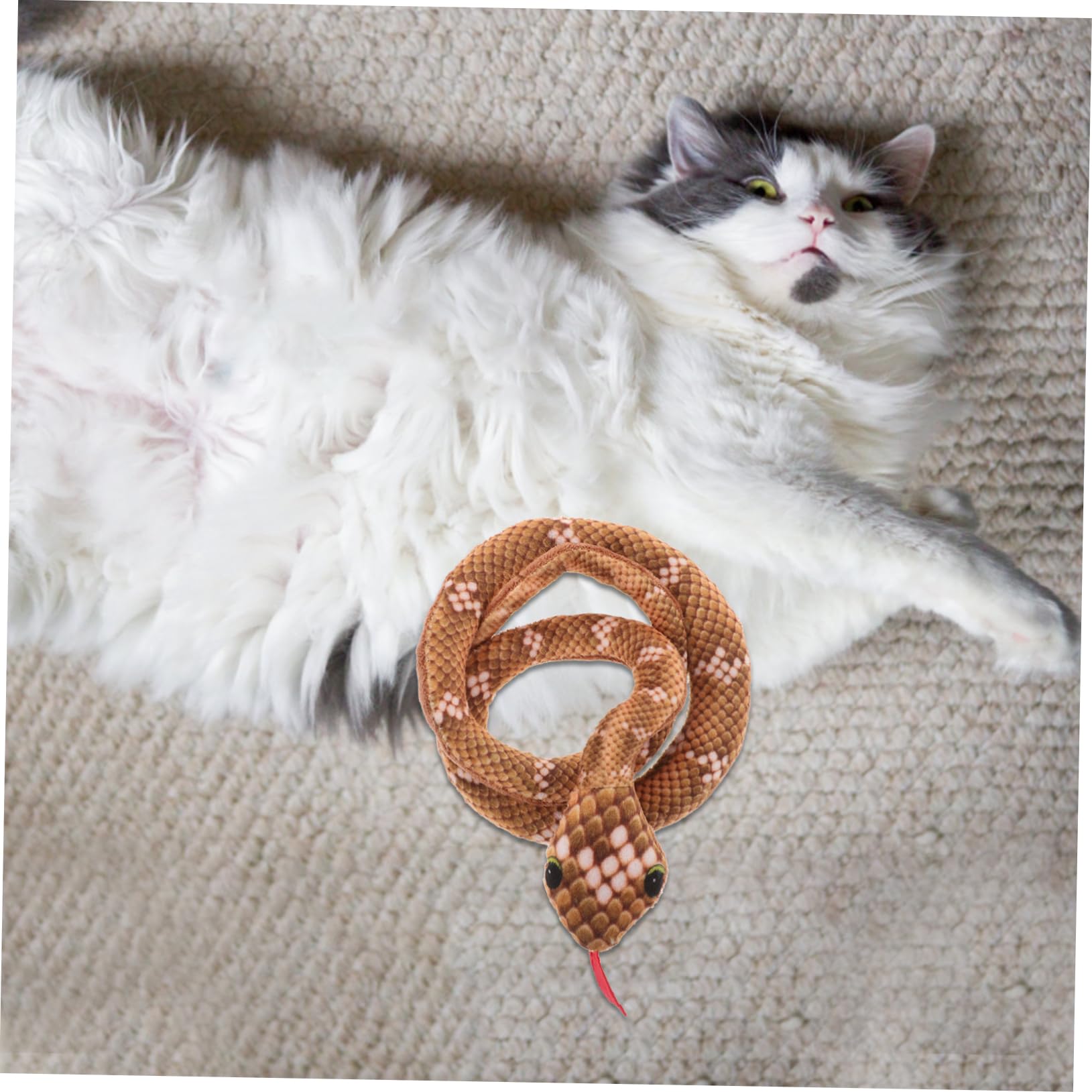 Sosoport Jouet Serpent pour Chat avec Herbe Chat Jouet Interactif Peluche pour Chaton Interieur