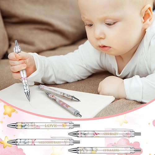 Miniatura 6 de 48 bolígrafos retráctiles para baby shower, bolígrafos retráctiles a granel, bolígrafos de tinta negra con punta de lápiz capacitivo, regalos para