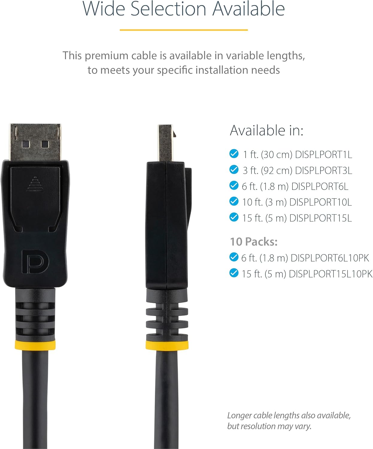 StarTech.com 10-Pack 15ft (4.6m) DisplayPort 1.2 Cable - 4K x 2K Ultra HD VESA Certified DisplayPort Cable - DP Video/Display Cord - Latching DP Connectors