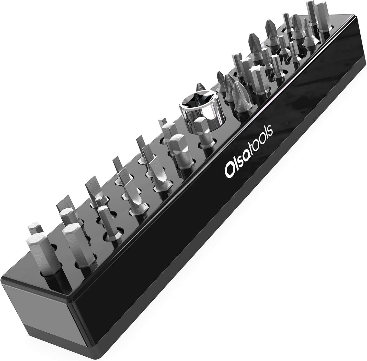 Olsa Tools Magnetic Bit Holder and Drill Bit Organizer - Professional Quality Impact Bit Holder for Your Specialty, Drill or Tamper Bits (Black) - Part: 1334