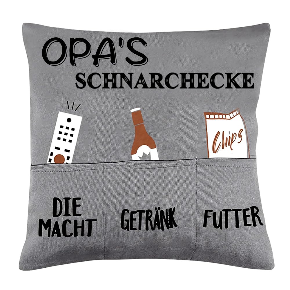 teikart Grandpa Gift Cushion Cover 45 x 45 cm - Funny Grandpa Cushion with Pockets, Personalised Birthday Gift, Father's Day/Christmas Gift Idea for Grandfather โ image 1