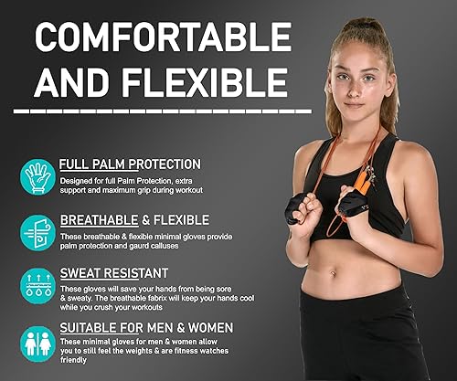 Miniatura 9 de FITNESS FORCE Guantes de entrenamiento para hombres, guantes de gimnasio con agarre de silicona para hombres y mujeres, guantes de levantamiento de