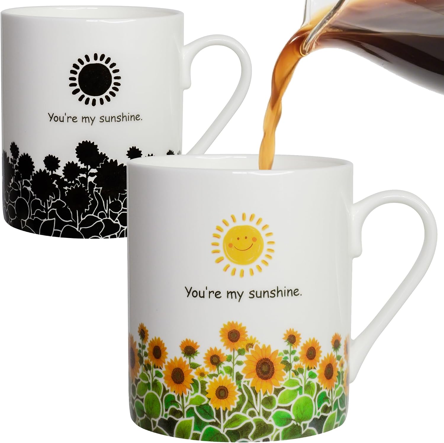 Sunflower Heat Color Changing Coffee Mug - 12 oz Ceramic Cup Gift for Best Friends & Family.