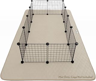 Paw Inspired 80x50 Inch Playpen Mat, Fleece Cage Liner, Beige | Super Absorbent, Waterproof Non-Slip Bottom, Play Pen Pad for Dogs, Rabbits, Guinea Pigs, Hamsters, Small Animals, Pets