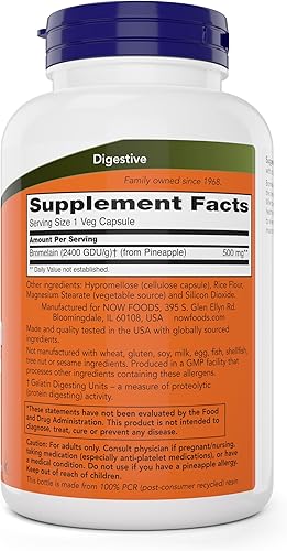 Miniatura 2 de Now Bromelina 500 mg, 200 cápsulas vegetales (paquete de 2) Suplemento - Sin OMG, cápsulas veganas de 500 mg