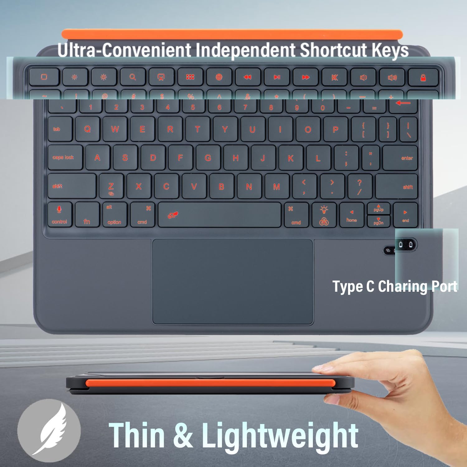 Backlit Touchpad Keyboard Case for iPad 10th & 11th (A16,2025), Backlight Multi-Angle Kickstand,Portrait/Landscape Stand Detachable Magnetic Cover Case for iPad Air 11 inch (M3/M2, 2025/2024) - Image 6