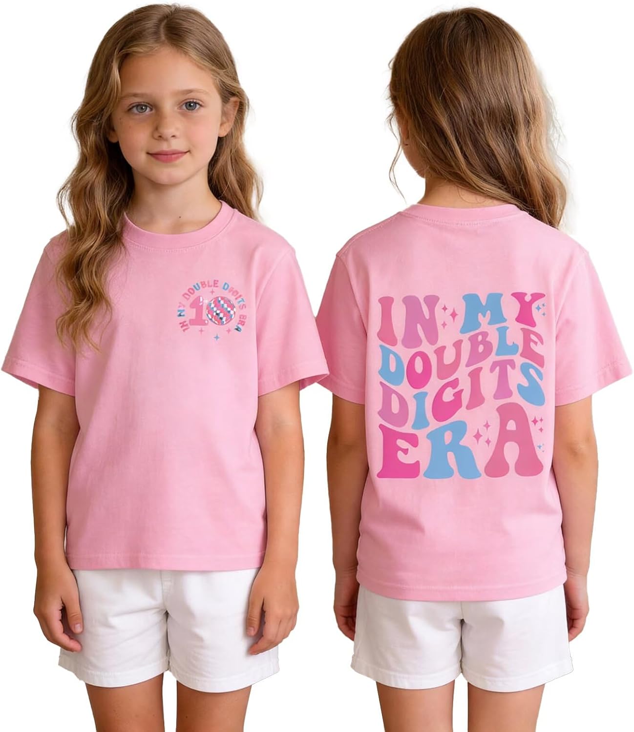 babyhealthy in My Double Digits Era Shirt - 100% Cotton 10th Birthday Shirt for Girls, 10 Year Old Girl Happy Birthday Gifts