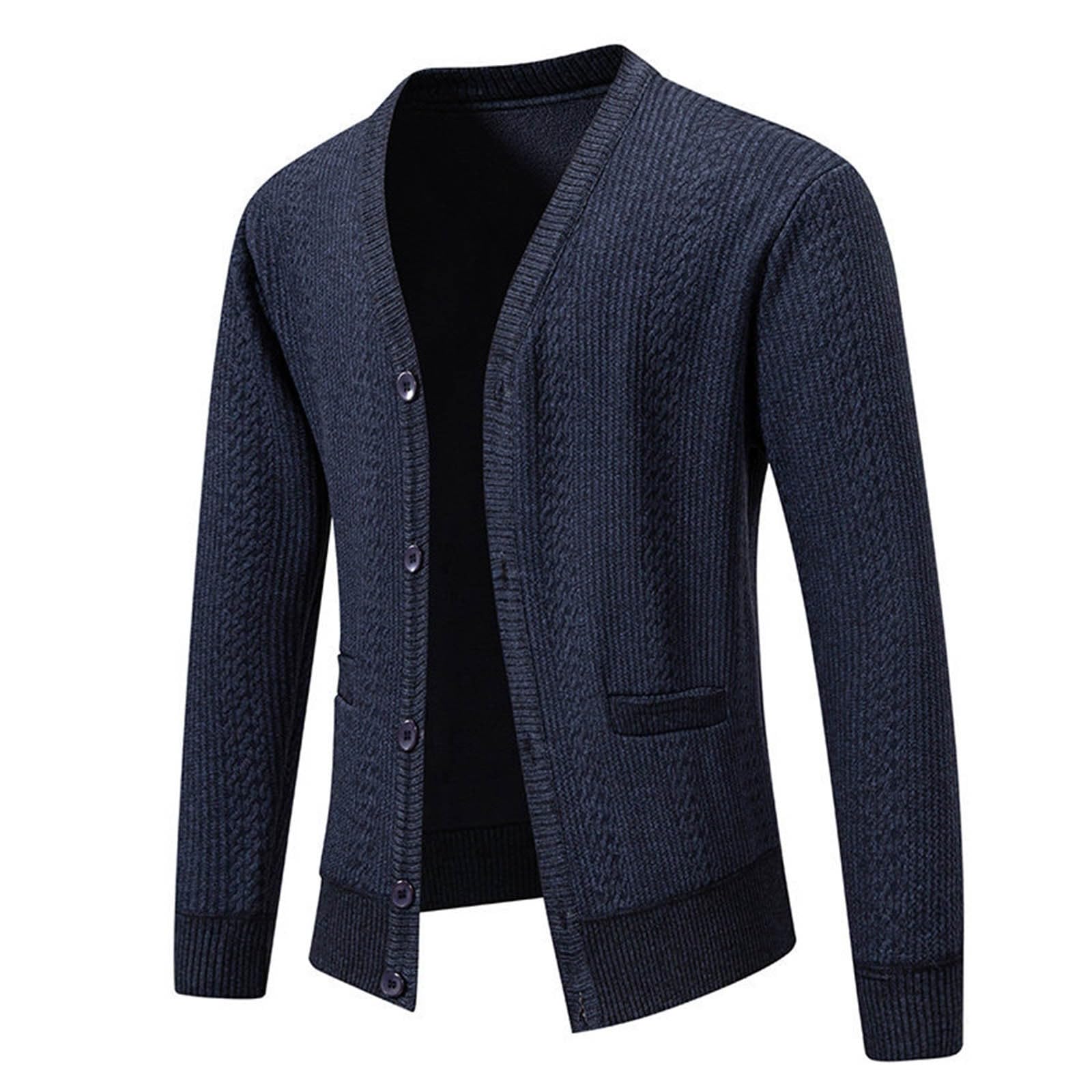 Cardigans Hombre Invierno, Chaqueta Punto Hombre Cuello con Solapa Manga Larga Cárdigan De Punto Cierre De Botones Chaqueta Invierno Holgado Casual Suéter Otoño Invierno