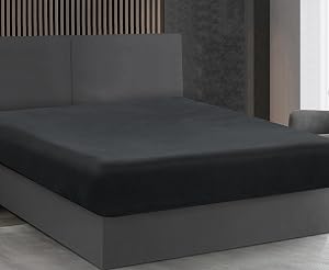 Home Beyond & HB design - Premium Fitted Sheet Full or Double Size - Super Soft Brushed Microfiber Wrinkle Resistant Hotel Quality - Deep Pocket, Black