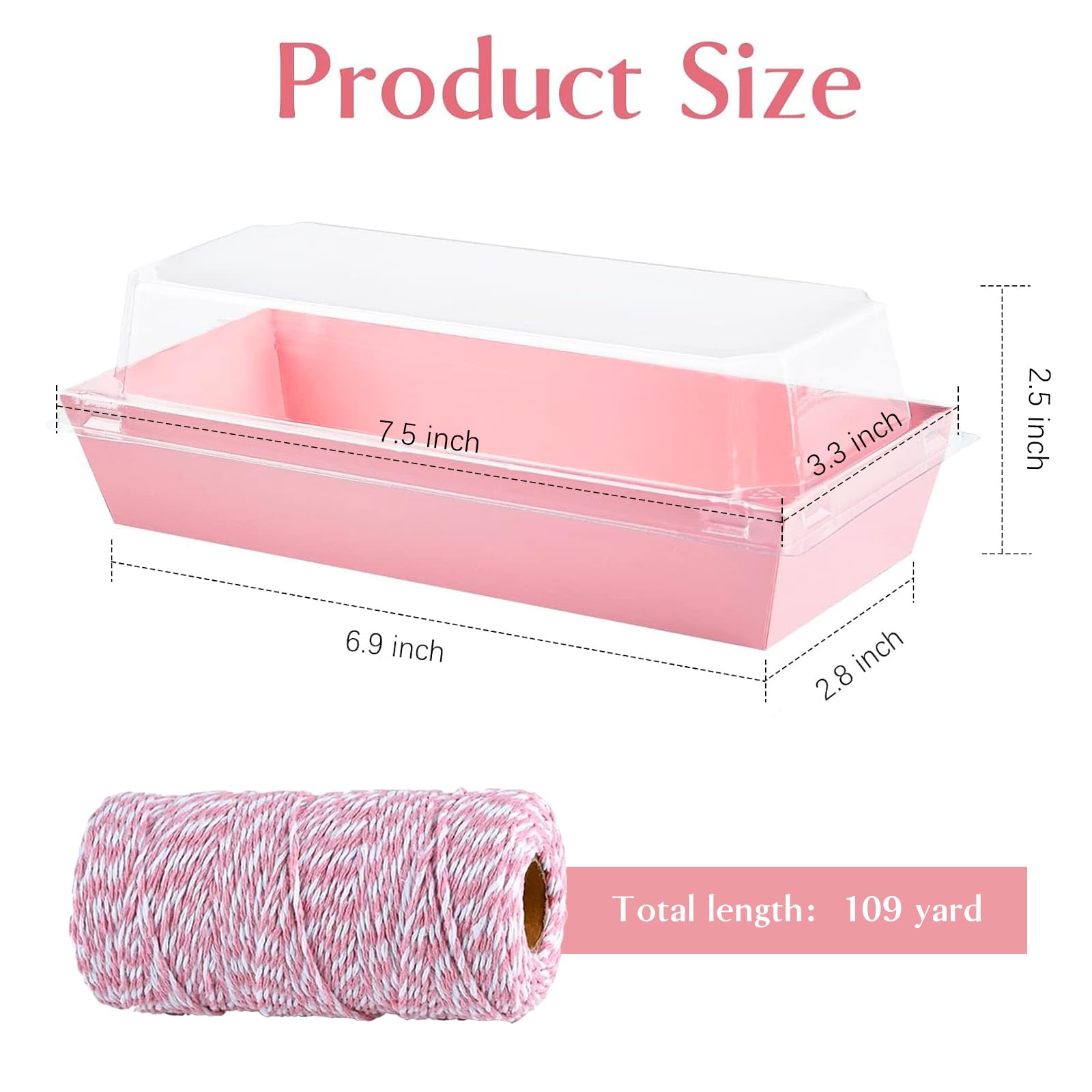 ZORRITA Lot de 100 petites boîtes à charcuterie en papier avec couvercles transparents de 19 cm pour desserts, biscuits, sandwich, pâtisserie, fraises et cupcakes (rose)