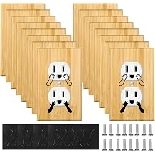 24 Pcs Wooden Light Switch Cover Plate, Double hole Outlet Light Switch Plates, Bamboo Outlet Covers, Decorative Wall Switch Plate Covers for Home Kitchen, Bedroom