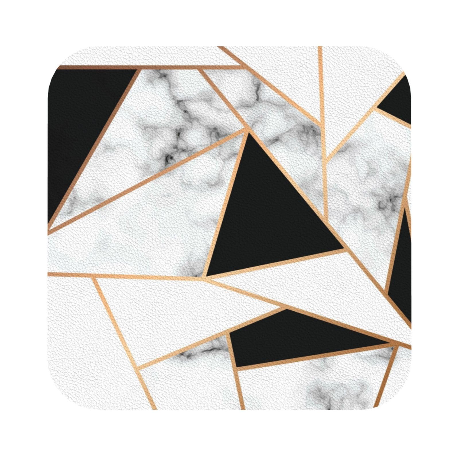 Black and White Marble Texture PU Leather Coasters Set of 6 Square Drink Coasters
