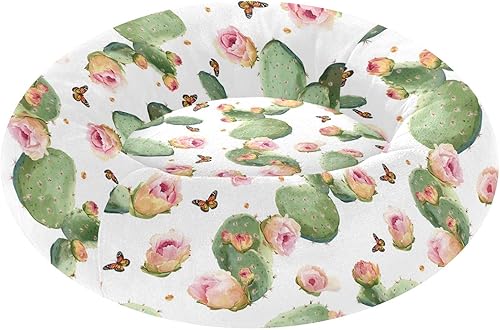 Wudan Pet Cat Beds Relieve Stress Fluffy Dog & Cat Cushion for Small Size Pets Sleeping XS Beauty Prickly Pear Fruit White