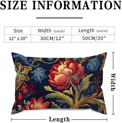 Miniatura 2 de ArogGeld Fundas de cojín lumbares estilo chinoiserie, almohadas florales azul marino y rojo, botánico, borgoña, dorado, verde oliva, para