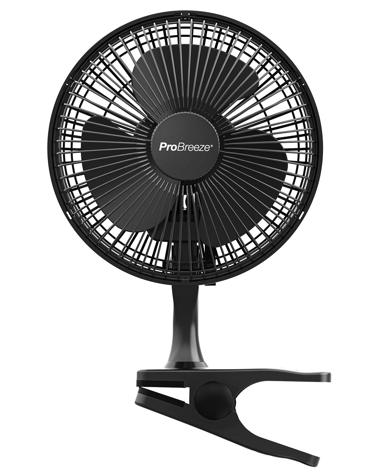 Pro Breeze Ventilatore Nero con Clip– Ultra Silenzioso Ventilatore Piccolo Potente da Tavolo, 2 Velocità, Rotazione 360° e Inclinazione 100°, Ventilatore Portatile per Casa e Ufficio Scrivania, 15W