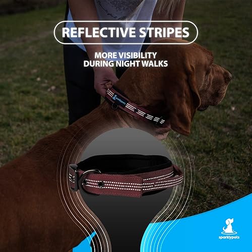 Miniatura 6 de SparklyPets Collar de perro resistente con asa para perros medianos y grandes, collar profesional con costuras reflectantes, mango suave y hebilla