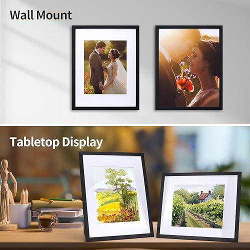Vista 86 de EYMPEU Portarretratos de 5 x 7 pulgadas con paspartú, de madera negra, para exhibir fotos de 5 x 7 con paspartú o fotos de 6 x 8 pulgadas sin