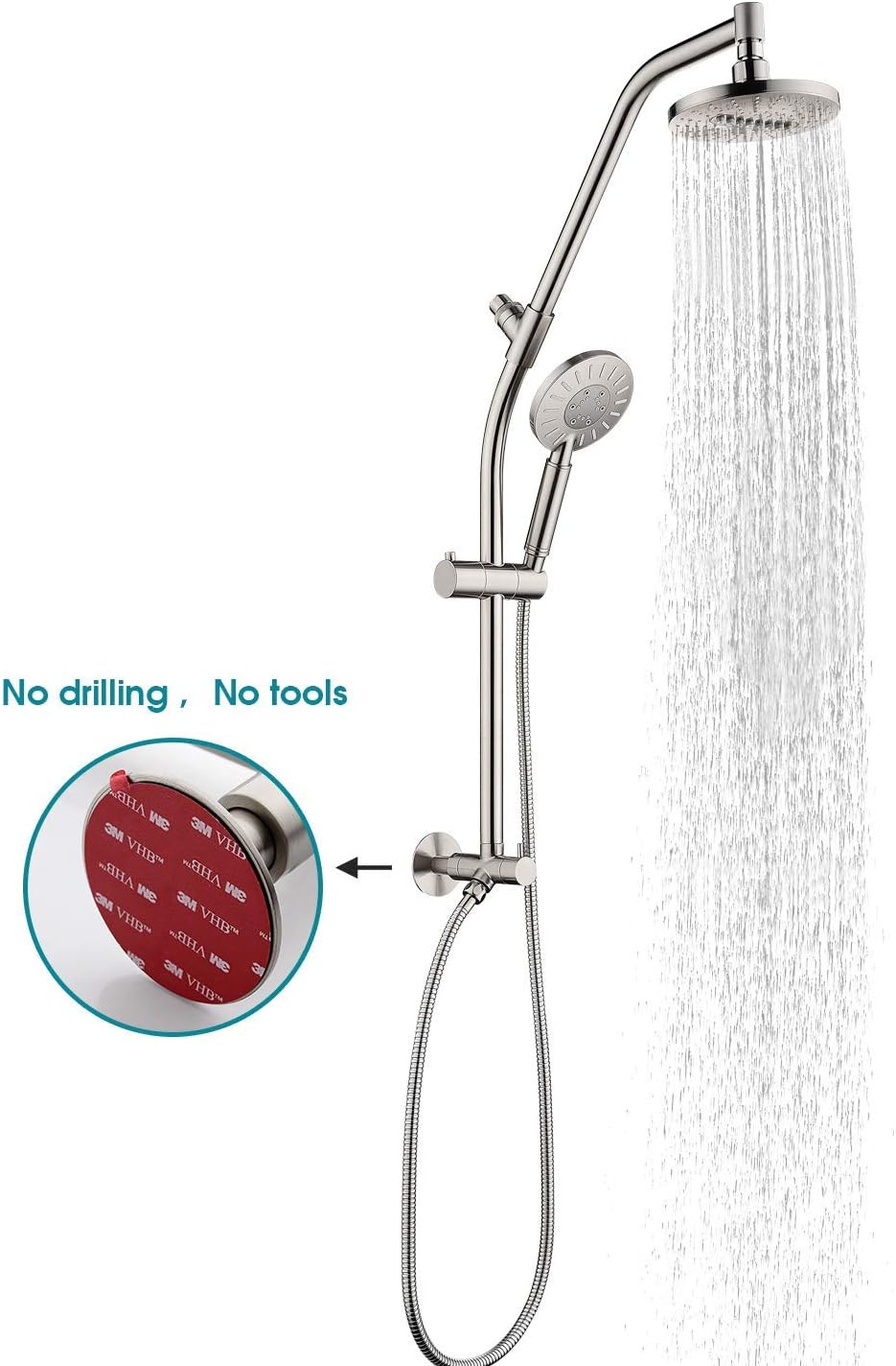 BRIGHT SHOWERS Rain shower heads combo 79 Inches Cord Extra Long Stainless Steel Hand Shower Hose