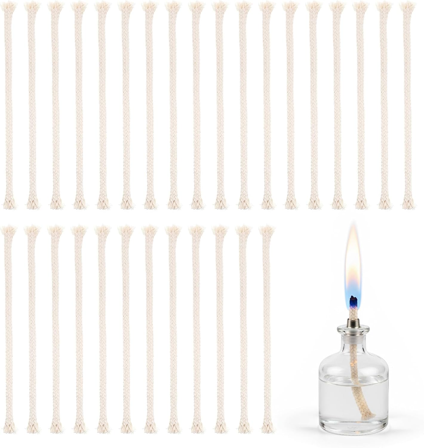 30Pcs 1/4" (6mm) Round Cotton Oil Lamp Wicks Replacement
