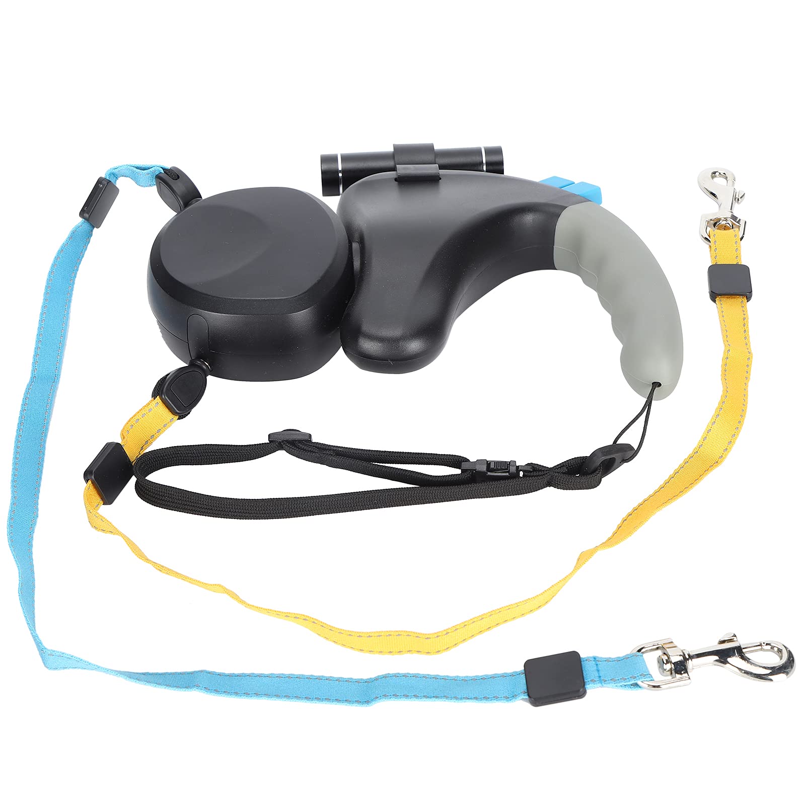 Perra Dual Correa Retráctil para Dos Tracción con Luz LED para Mascotas Actividades Al Aire Libre (Black)