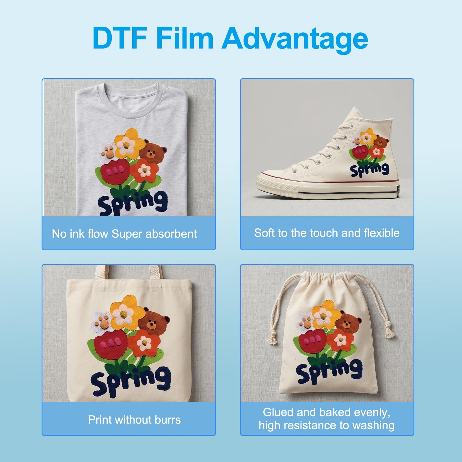DTF Rouleau de Film de Transfert 21cm x 100m Double Face Rouleau de Film de Transfert DTF Transfert Thermique Pet Film pour Sublimation pour epson Imprimantes Compatible pour T-Shirts,Sacs & Textiles