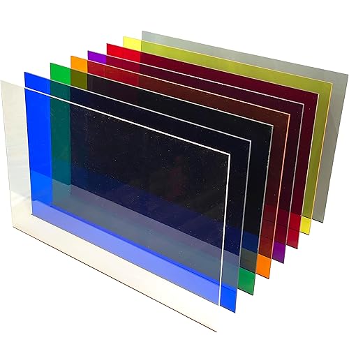 Transparent Variety Pack | 2.6mm (1/8th Inch), 12x19 inch, CO2 Laser & Glowforge Performance Series Ready, cast Acrylic in a Variety of Solid Opaque Colors, Craft Closet Brand