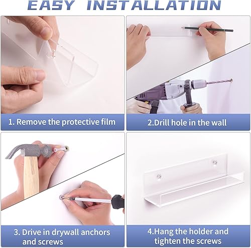 Miniatura 7 de Soporte de pared para estante de discos de vinilo paquete de 6 soporte de discos de acrílico transparente de 12 pulgadas para escuchar diariamente