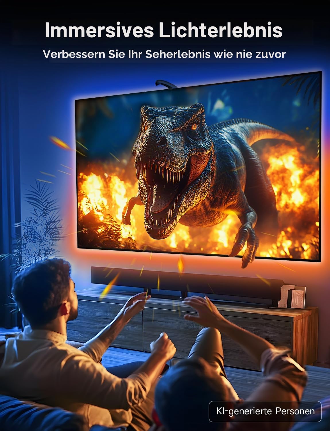Gvyugke TV LED Hintergrundbeleuchtung, TV Hintergrundbeleuchtung mit Sensor, Smart-App-Steuerung, Spiel & Musik-Sync, 4,5 Meter TV Led Strip Sync für 55-65 Zoll TVs und PC-Monitore