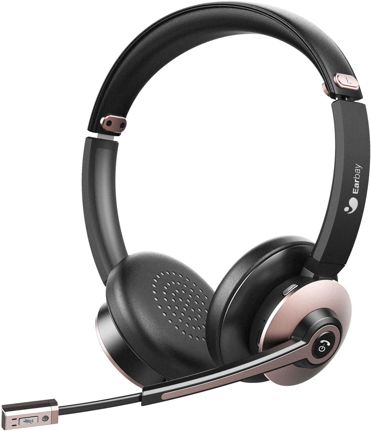 Bluetooth Headset, Wireless Headphones with Microphone Noise Cancelling, On Ear Headphones with Mic Mute, Handsfree PC Headsets for Zoom/Ms Teams/Skype 26H Playtime|Dual Connect|Laptop|iPhone|Tablet