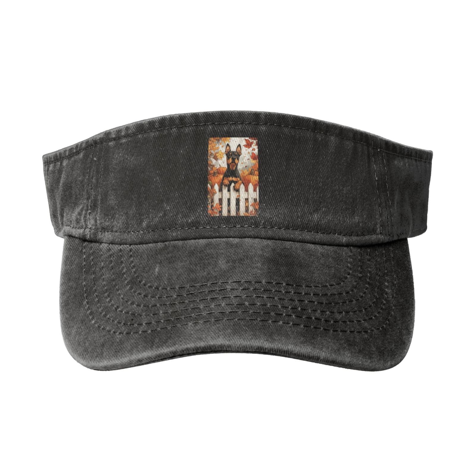 Sun Visor Hats Welcome Doberman Dog Pumpkin Autumn Adjustable Ball Caps Empty Top Baseball Running Tennis for Men Women Outdoor Travel Beach Black