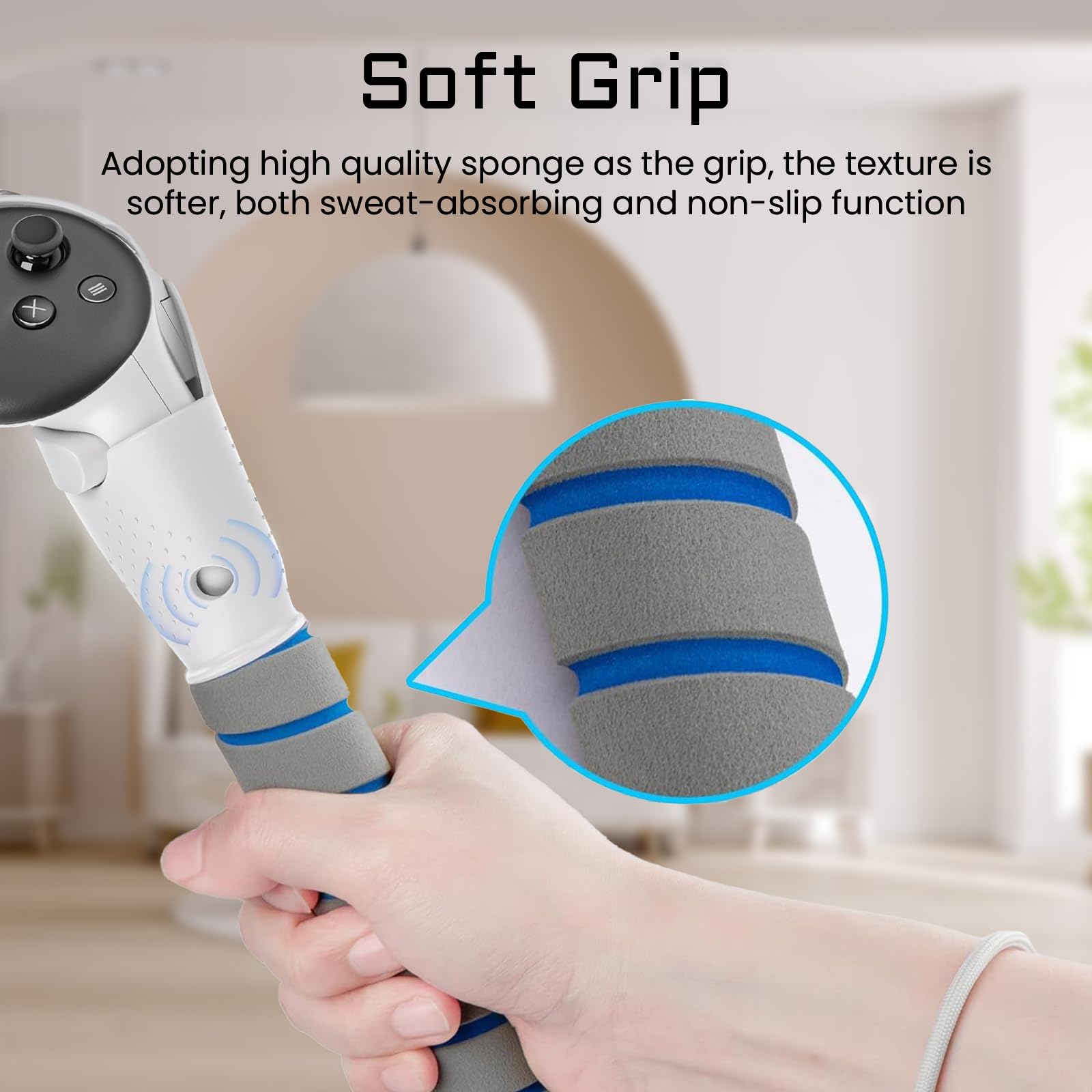 3 in 1 VR Gorilla Tag Long Arms Sticks for Meta Oculus Quest 3S Quest 3, Dual Controller Extension Grip Handle Golf Club Attachments VR Games Compatible with Meta Quest 3S / 3 Accessories (Grey) — view 3