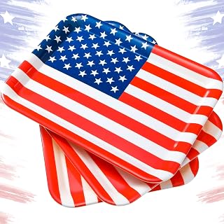 Zubebe 3 Pcs 4th of July Serving Platter, Patriotic Flag Tray, 13x10 in