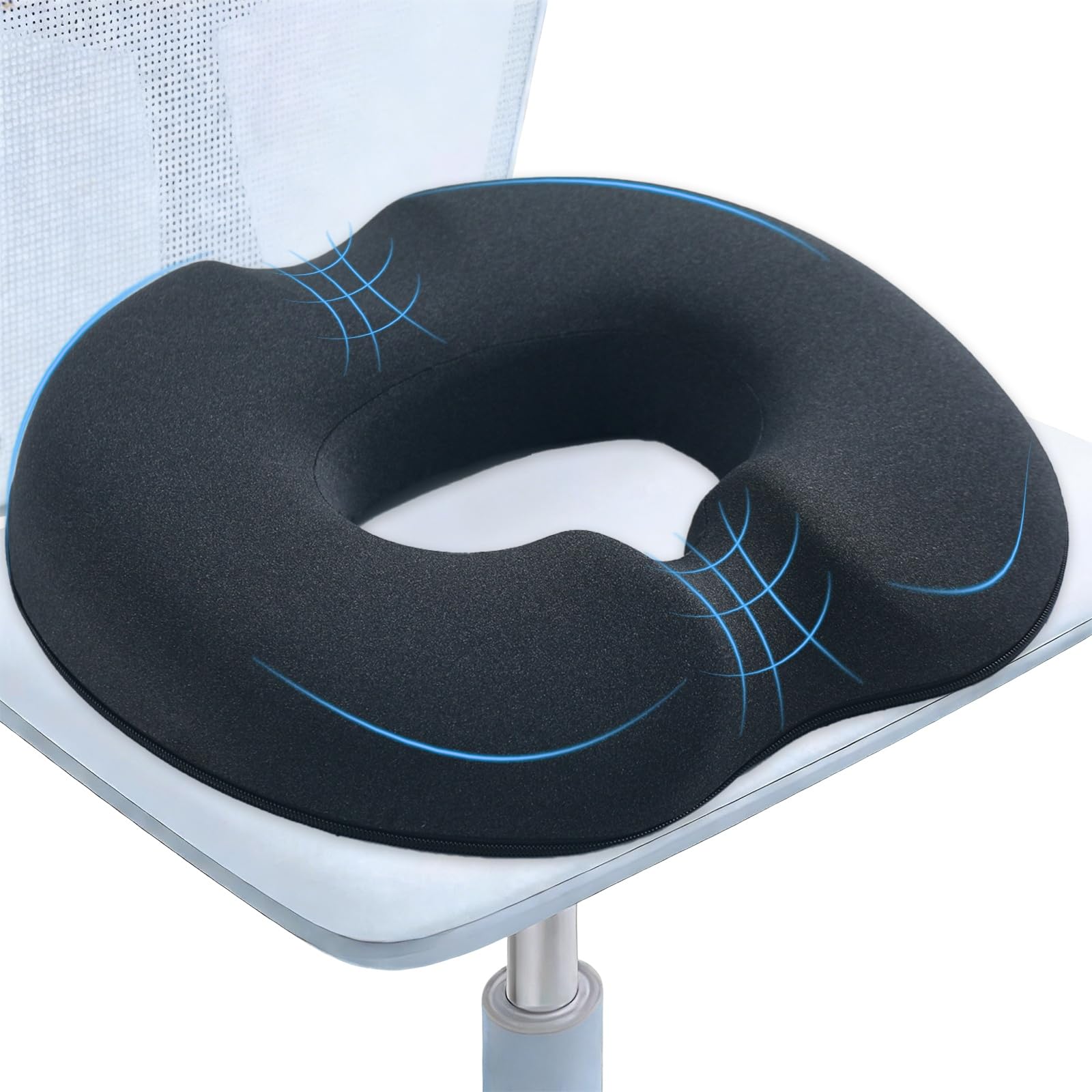 Donut Pillow Seat Cushion Chair Pad for Tailbone Pain Relief and Hemorrhoids, Memory Foam Seat Chair Cushion for Coccyx Pregnancy Postpartum, Ergonomic Support Cushion for Home Office Car Seat (Black)