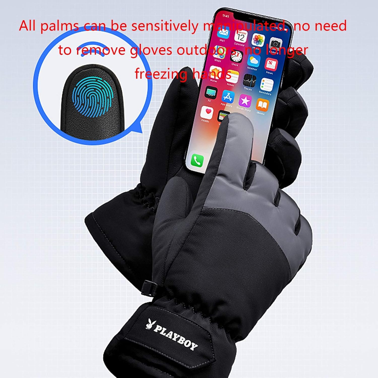 Gloves Waterproof Ski Gloves, Snowboard Gloves, Touchscreen Anti Slip Unisex Winter Gloves for Outdoor Sports
