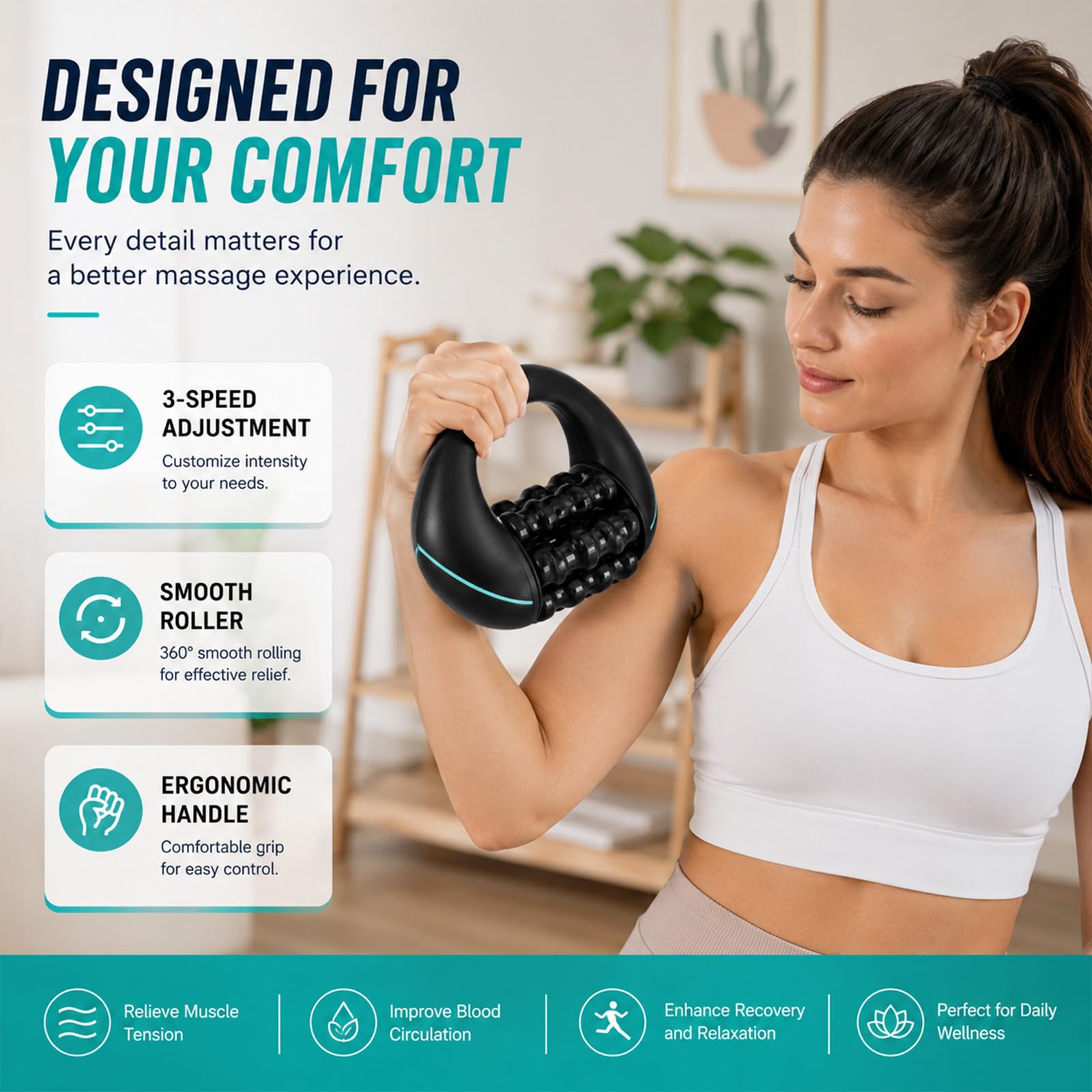 Appareil Anticellulite Électrique,Appareil De Massage Manuel Électrique Avec Rouleaux De Tissus Profonds,Ventouse Electrique Anti Cellulite,3 Vitesses,Réduit Cellulite Et Tensions, Les Épaules (Noir)
