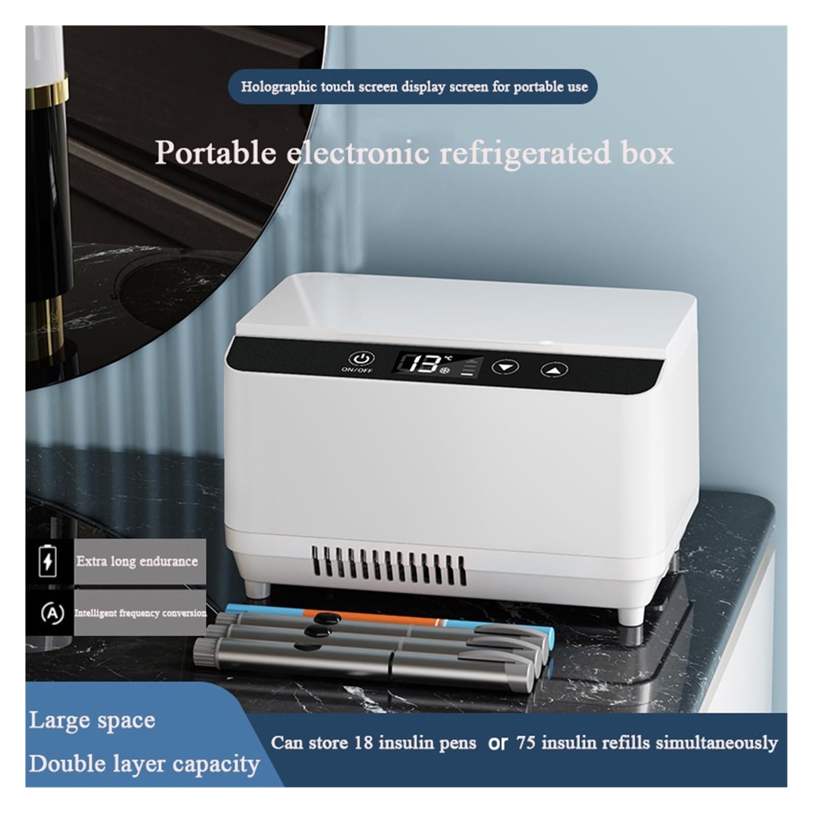 Mini refrigerador eléctrico for Coche, refrigerador portátil for insulina, Caja de refrigeración, refrigerador de interferón, Estuche de Uso Dual for Coche y hogar.