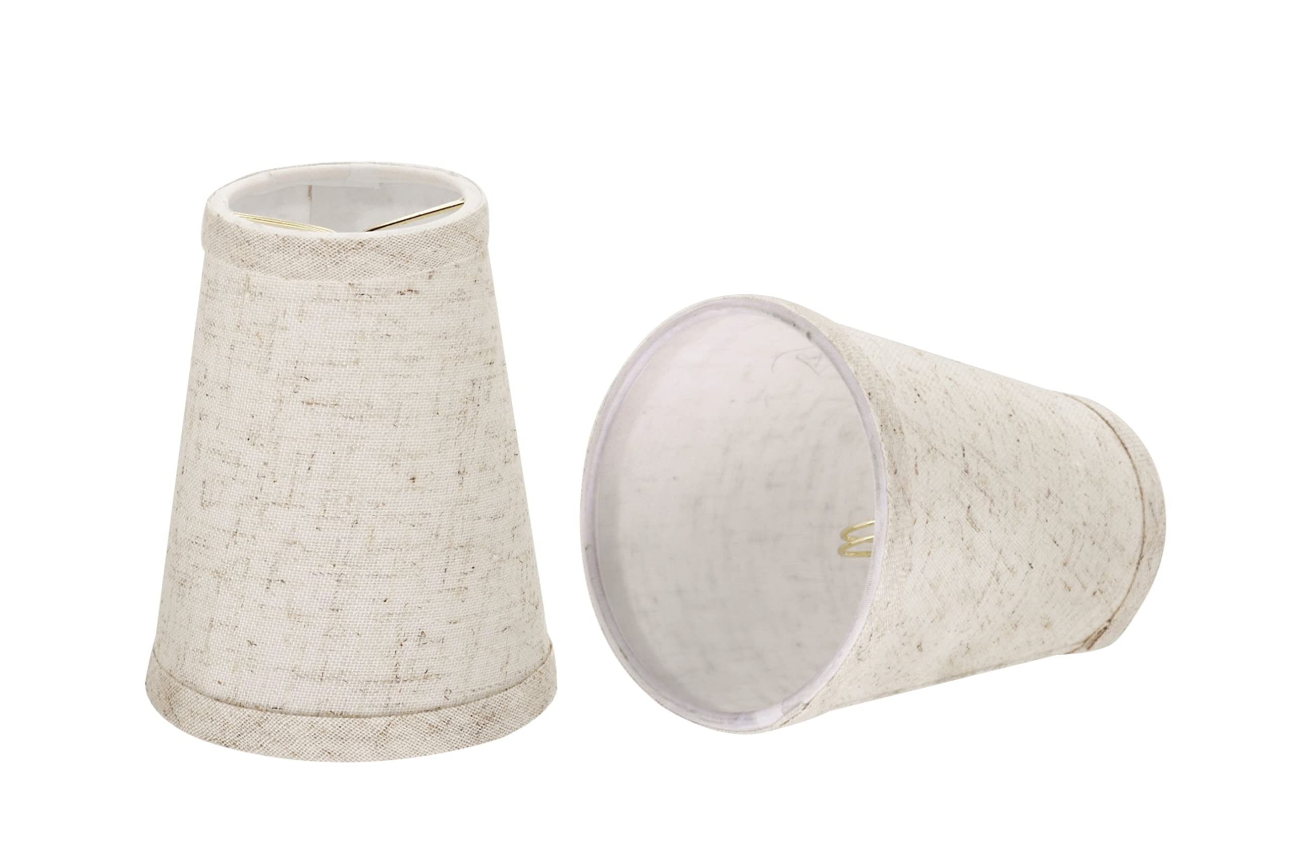 Aspen Creative 32656-2B Small Hardback Empire Shape Chandelier Clip-On Lamp Shade Set (2 Pack), Transitional Design in Flaxen, 4" Bottom Width (2 1/2" x 4" x 5")