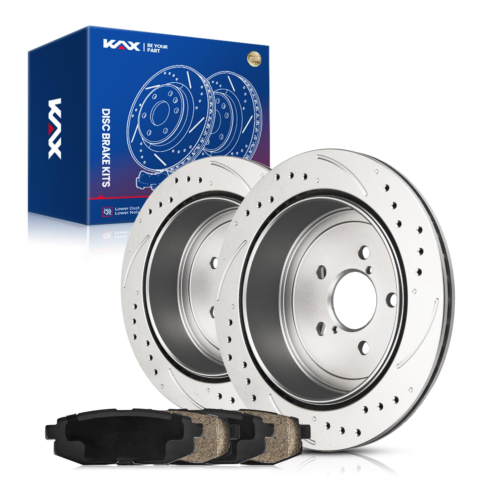 Power Stop K15033DK Front & Rear Brake Kit - Z23 Carbon Fiber Pads With Drilled & Slotted Rotors & Drums