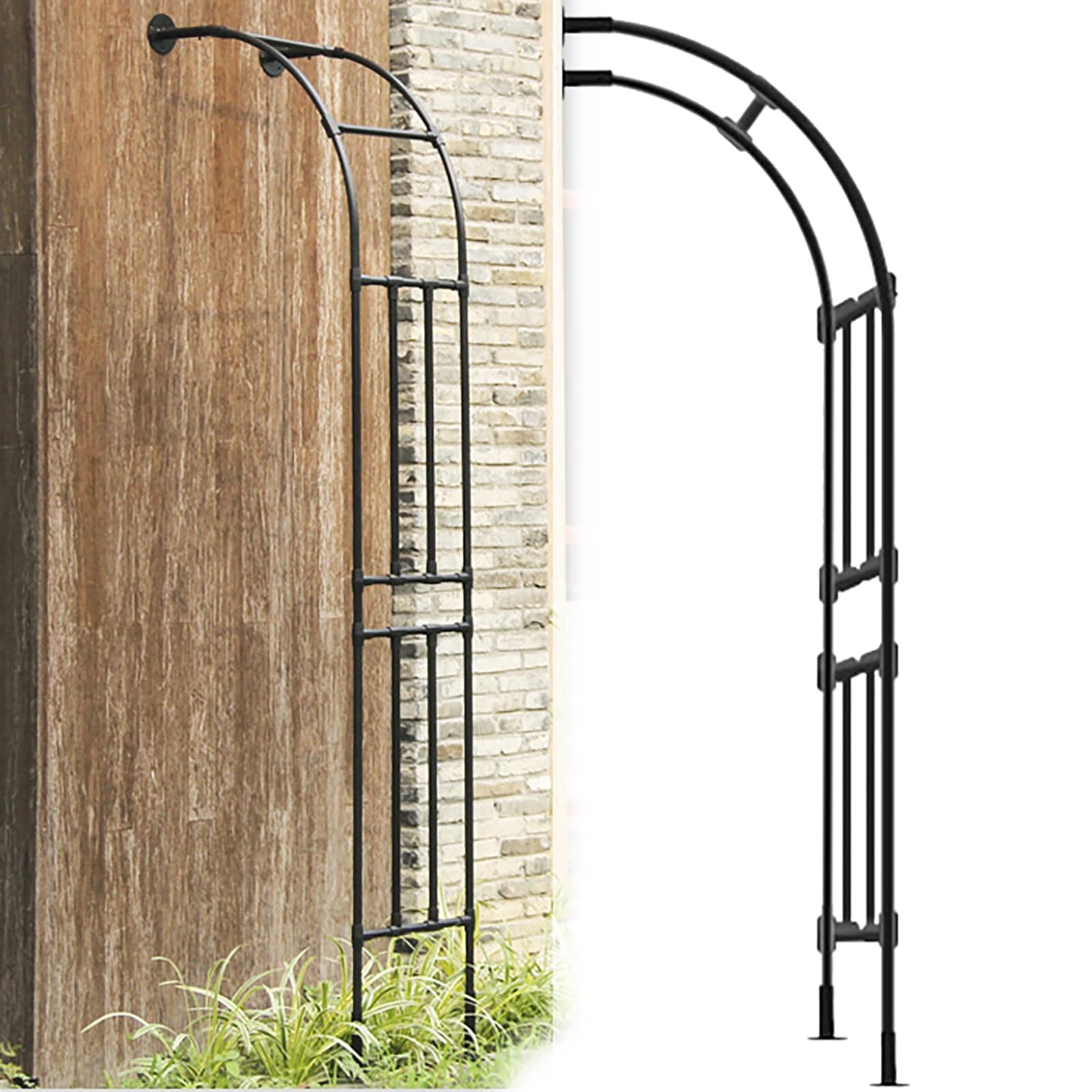 Arche de jardin en métal noir 2,4 m pergola arquée plantes grimpantes extérieur 220cm
