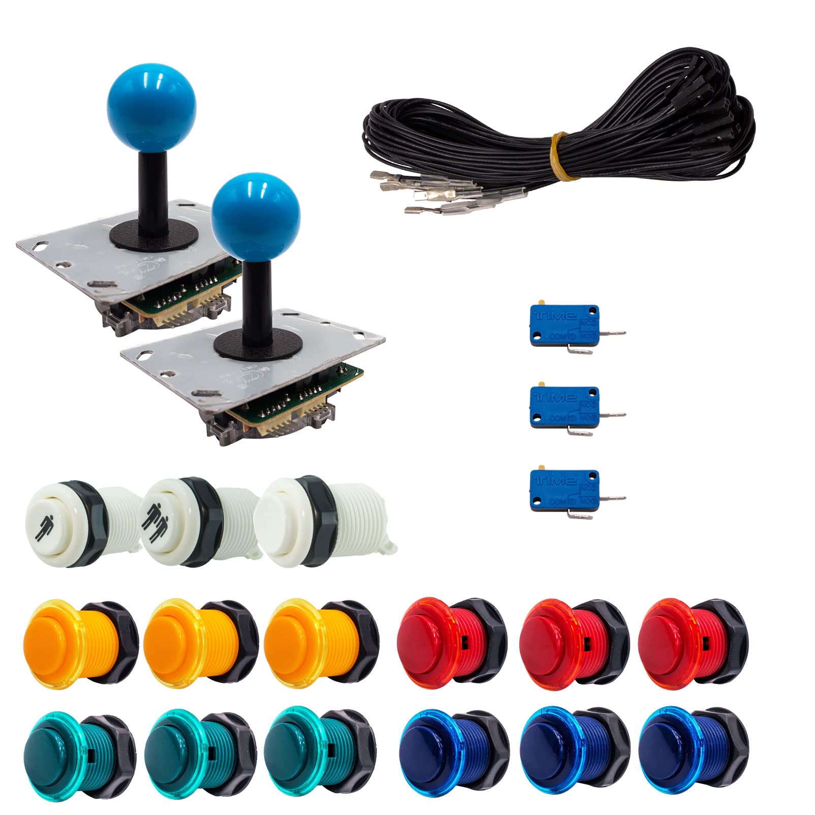Kit Joystick e Pulsanti Arcade 2 Giocatori Luminosi Pulsanti Generico Joystick PCB Aste Nere Palle Cavo Gpio Videogiochi Retro Gaming