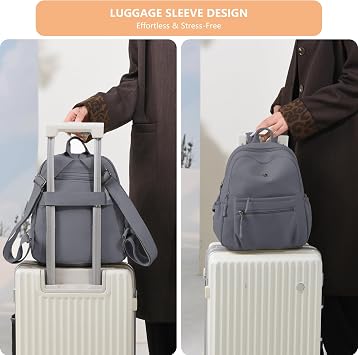 Mini Backpack for Women Casual Travel Daypack Nylon Small Backpack (Dark Grey)