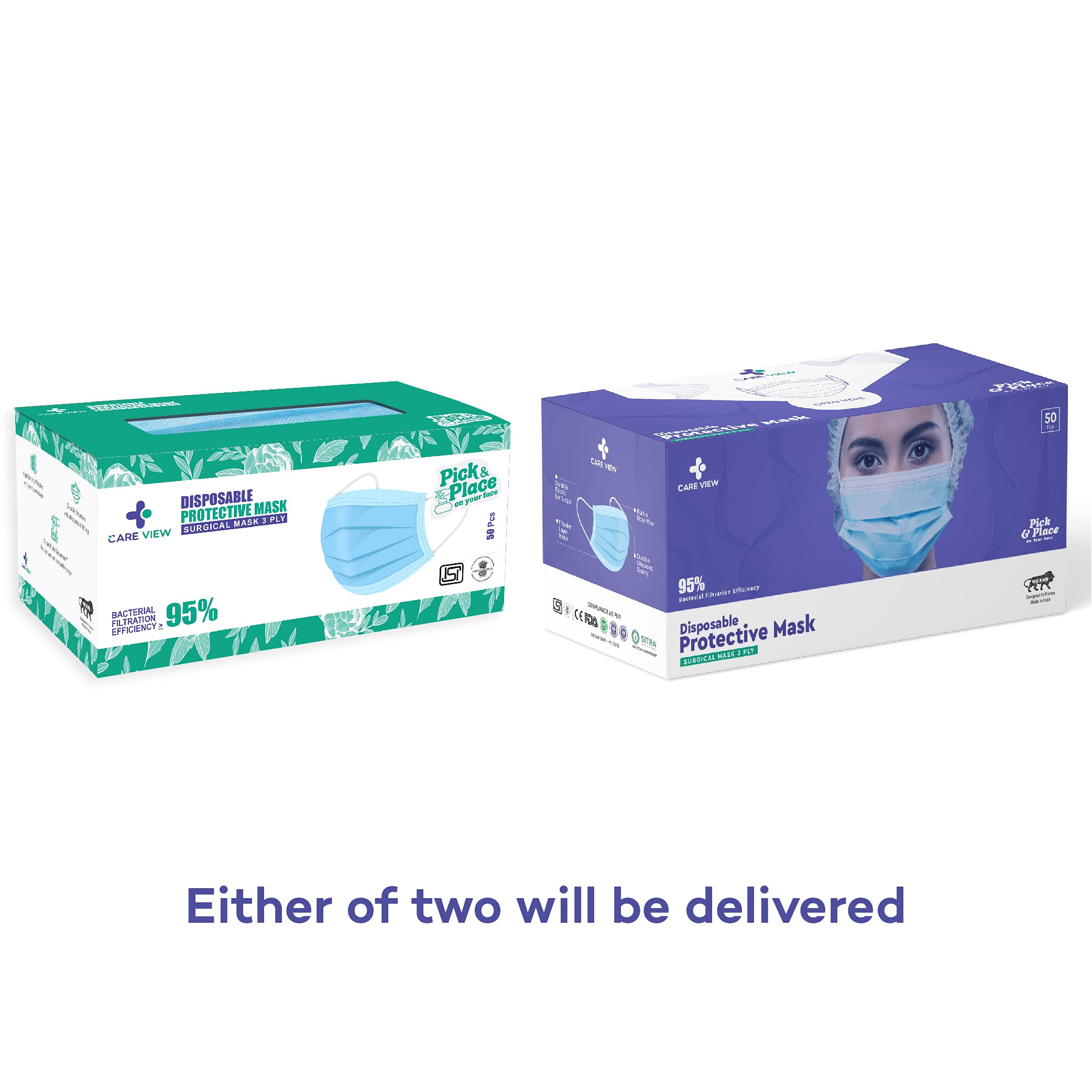 Medohealthy 3 Ply Disposable Face Masks (Pack of 100,Blue) with nose pin BIS, (ISI) Certified mask with Melt blown layer - Image 7 thumbnail