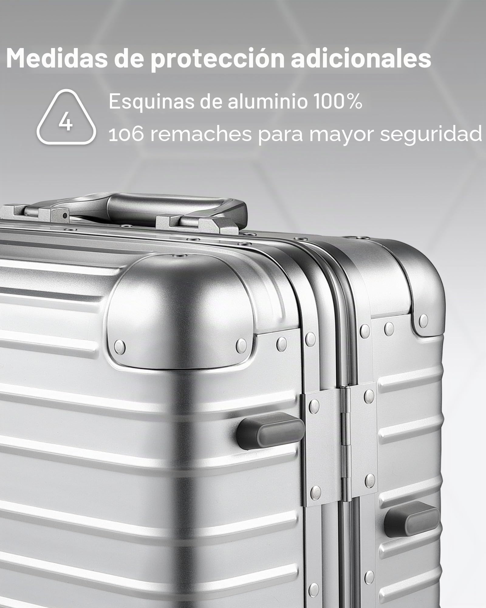 LUGGEX Maleta Aluminio de Viaje con Ruedas, Sin Cremallera Maletas de Cabina, 55 x 38 x 23.4 cm